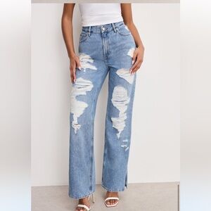 Good American Blue Flare Wide Leg Jeans